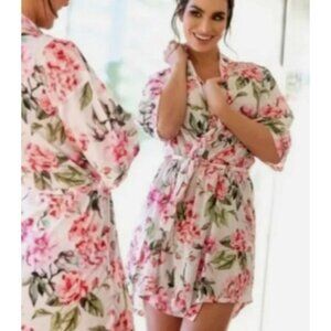 Show Me your MUMU Floral Kimono Robe with Pockets & Tie Size OS